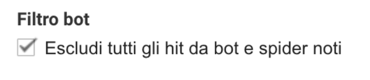 Esclusione bot Google Analytics